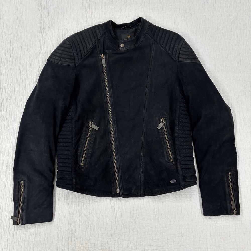 Scotch & Soda Leather Jacket Size Large Black Moto Biker Style Size With Tags